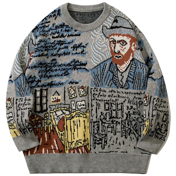men's sweaters harajuku van gogh oil painting men knitted autumn winter casual cotton pullover streetwear 230209, White;black
men's sweaters harajuku van gogh oil painting men knitted autumn winter casual cotton pullover streetwear 230209, White;black