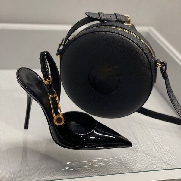 safety pin slingback patent calf leather pumps shoes sky-high stiletto heels pointed toe sandals women's luxury designer dress shoe eve, Black
safety pin slingback patent calf leather pumps shoes sky-high stiletto heels pointed toe sandals women's luxury designer dress shoe eve, Black