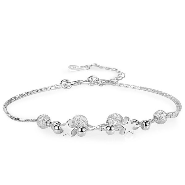 fashion double chain pentagram bracelet 925 silver plated little star sweet bracelet, Black
fashion double chain pentagram bracelet 925 silver plated little star sweet bracelet, Black