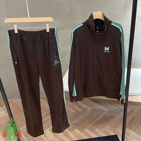 men's jackets ge men women side webbing striped jacket set pants suit needles embroidered butterfly brown set j230210, Black;brown
men's jackets ge men women side webbing striped jacket set pants suit needles embroidered butterfly brown set j230210, Black;brown