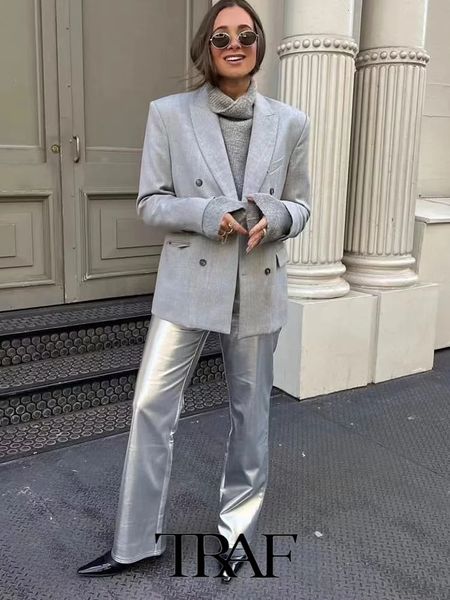 women's pants capris traf women fashion european and american high waist casual trousers leather at the cuffs female 230210, Black;white
women's pants capris traf women fashion european and american high waist casual trousers leather at the cuffs female 230210, Black;white