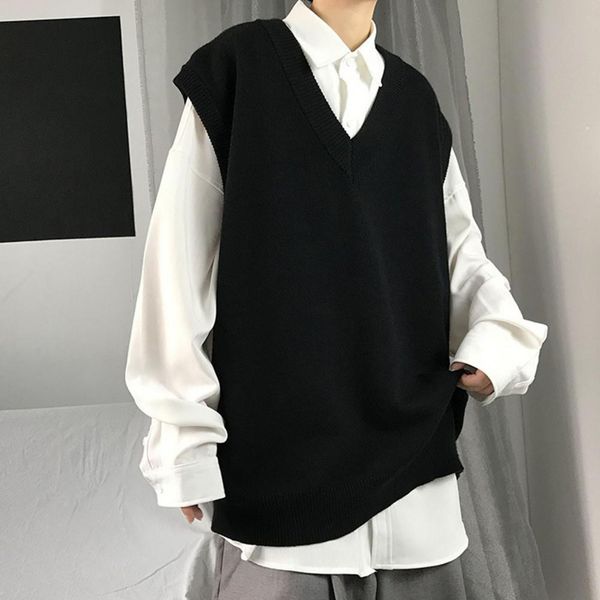 men's sweaters men vest v neck solid color sleeveless all match spring for school male pullovers clothing streetwear 230209, White;black
men's sweaters men vest v neck solid color sleeveless all match spring for school male pullovers clothing streetwear 230209, White;black