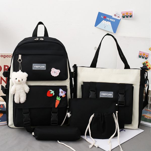 school bags 5 pcs set harajuku women lapand backpack canvas for teenage girls kawaii college student book 230210
school bags 5 pcs set harajuku women lapand backpack canvas for teenage girls kawaii college student book 230210