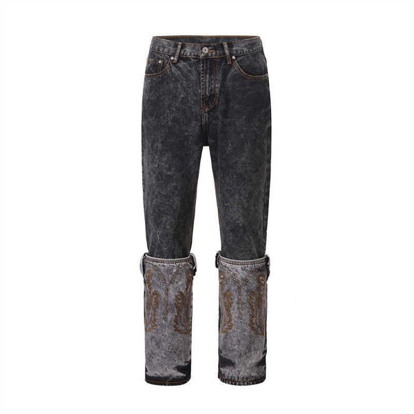 men's pants 2022fw vintage embroidered denim men women versatile jeans trousers personality design doubor pants, Black
men's pants 2022fw vintage embroidered denim men women versatile jeans trousers personality design doubor pants, Black