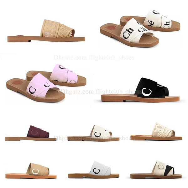 

2023 wholesale sandals slipper woody slippers for women flat slides eur35-42 beige white black pink light blue brown slipped womens summer i