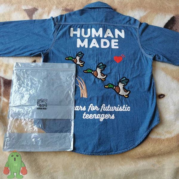 men's jackets blue human made jean jacket back embroidered three flying duck ears of wheat casual men women jean shirts j230210, Black;brown
men's jackets blue human made jean jacket back embroidered three flying duck ears of wheat casual men women jean shirts j230210, Black;brown
