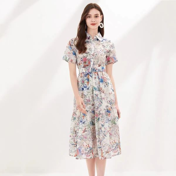 2023 fancy midi dress womens floral printed gathered waist lapel neck short sleeve fit&flare dress, Black;gray
2023 fancy midi dress womens floral printed gathered waist lapel neck short sleeve fit&flare dress, Black;gray