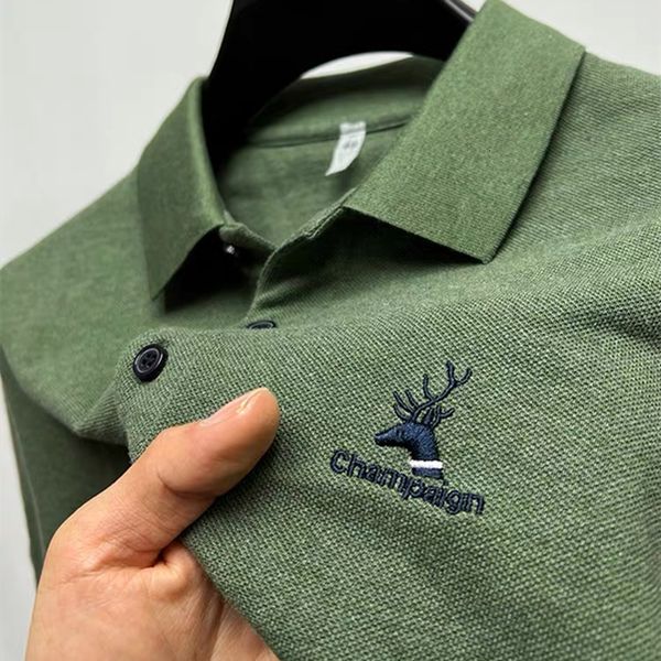 men's polos high end 100% cotton short sleeve polo shirt men's fashion deer head embroidery t-shirt men's summer loose half s, White;black
men's polos high end 100% cotton short sleeve polo shirt men's fashion deer head embroidery t-shirt men's summer loose half s, White;black