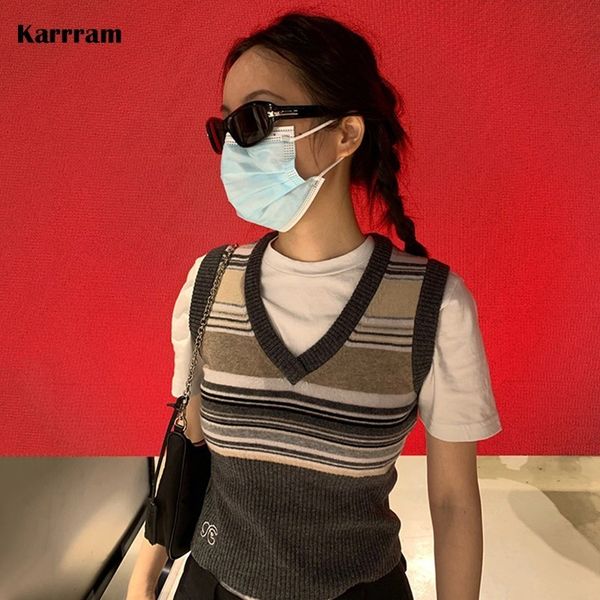 women's vests karrram korean fashion v-neck pretty style knitted tank grunge patchwork embroidery sweater vinatge chic crop 230210, Black;white
women's vests karrram korean fashion v-neck pretty style knitted tank grunge patchwork embroidery sweater vinatge chic crop 230210, Black;white