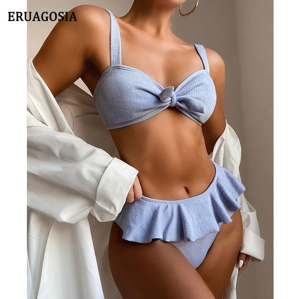 

bandeau bikinis high waist swimsuit 2023 swimwear women bathing suits push up bikini set ruffled swim beach wear biquini