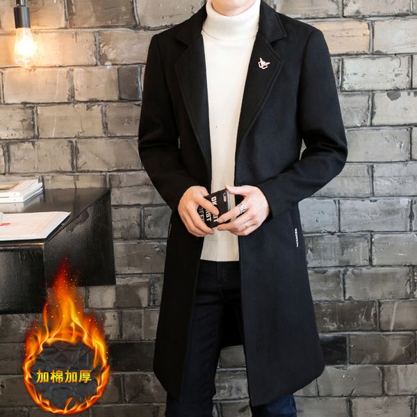 men's wool blends long trench jacket single breasted casual men coat full winter male len overcoat 3xl 4xl 230210, Black
men's wool blends long trench jacket single breasted casual men coat full winter male len overcoat 3xl 4xl 230210, Black