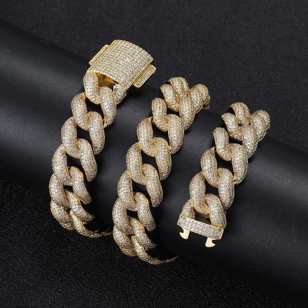 full hip hop 18mm miami cuba necklace real gold plated five row zircon trendy men's collarbone chain, Silver
full hip hop 18mm miami cuba necklace real gold plated five row zircon trendy men's collarbone chain, Silver