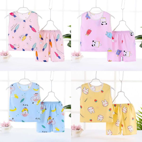 clothing sets new children's cotton silk pajamas boys and girls baby tshirt shorts piece summer kids sleeveless vest suit, White
clothing sets new children's cotton silk pajamas boys and girls baby tshirt shorts piece summer kids sleeveless vest suit, White