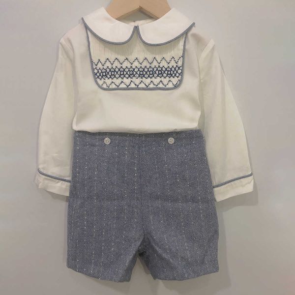 sets pcs children boutique clothing boys hand made smocked set spanish style cotton long sleeves shirt wool shorts baptismal suit, White
sets pcs children boutique clothing boys hand made smocked set spanish style cotton long sleeves shirt wool shorts baptismal suit, White