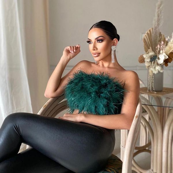 women's blouses shirts feather strapless tank women summer party club sleevelss fluffy fashion female 230211, White
women's blouses shirts feather strapless tank women summer party club sleevelss fluffy fashion female 230211, White
