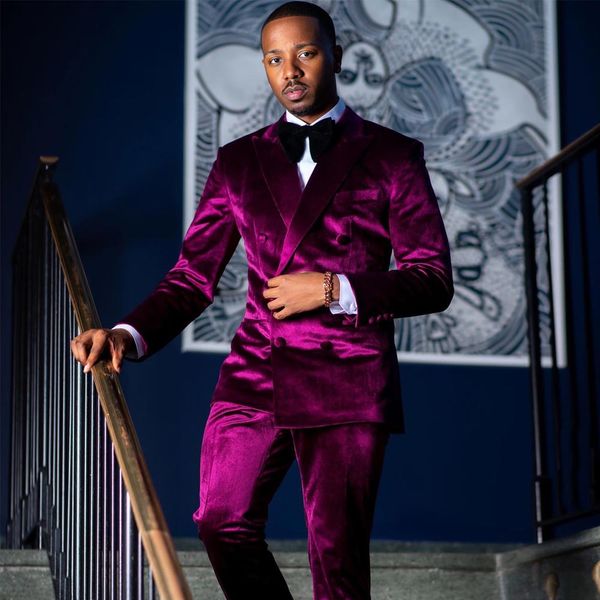 designer velvet wedding tuxedos slim fit mens suits 2 pieces sets groomsmen blazers double breasted formal suit with jacket and pants, Black;gray
designer velvet wedding tuxedos slim fit mens suits 2 pieces sets groomsmen blazers double breasted formal suit with jacket and pants, Black;gray