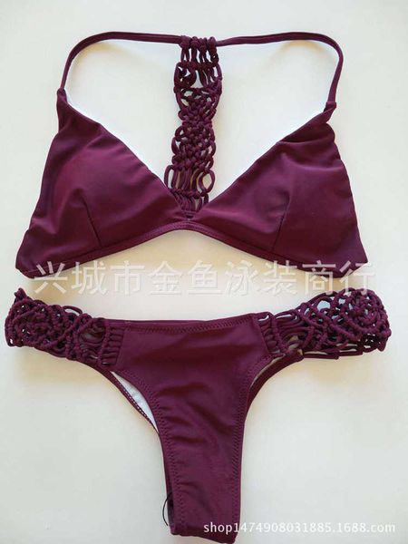bikini2019 new hand-woven solid color split bikini style resort temptation swimsuit, Red;black
bikini2019 new hand-woven solid color split bikini style resort temptation swimsuit, Red;black