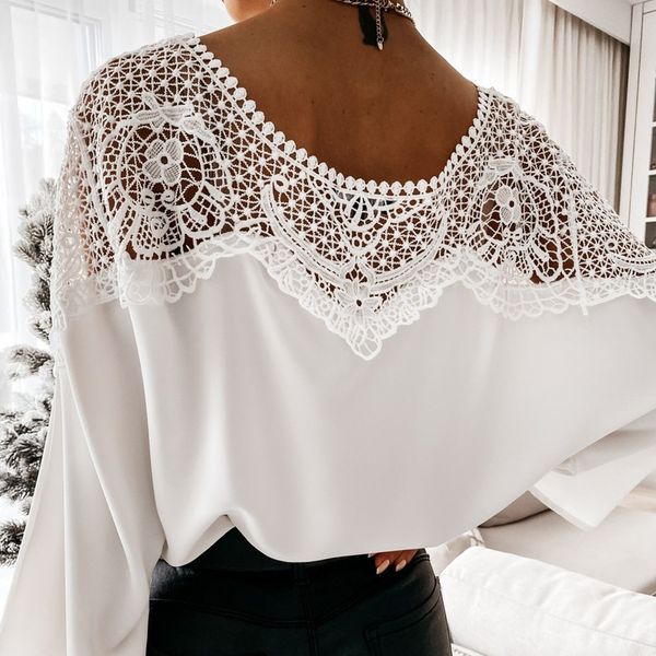 women's blouses shirts ladies blusas for women autumn lace stitching white shirts 230211
women's blouses shirts ladies blusas for women autumn lace stitching white shirts 230211