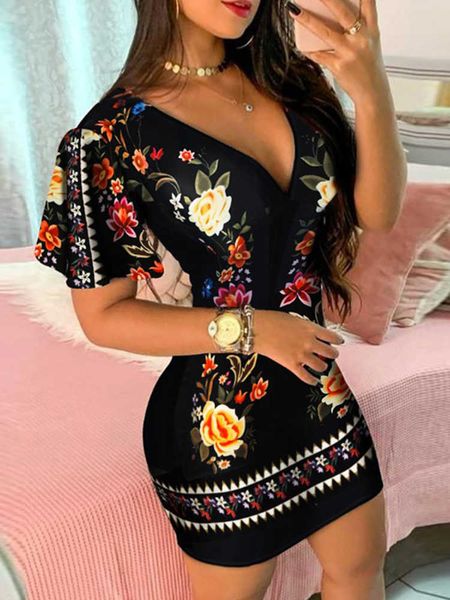party dresses ruffles sleeve floral print bodycon dress t230210, White;black
party dresses ruffles sleeve floral print bodycon dress t230210, White;black