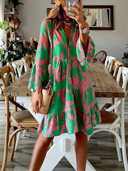 party dresses floral print flare long sleeve v neck buttoned casual midi dress women t230210, White;black
party dresses floral print flare long sleeve v neck buttoned casual midi dress women t230210, White;black