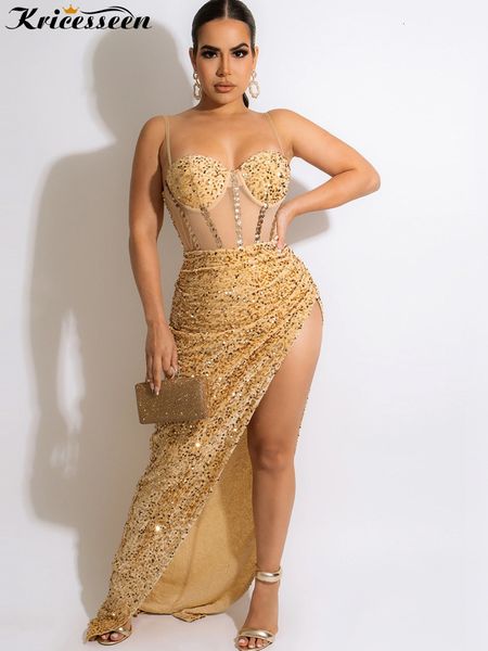 party dresses kricesseen luxury mesh sequin velvet maxi dress gown summer glam sleeveless back zipper high slit party dress night out wear 2, White;black 
party dresses kricesseen luxury mesh sequin velvet maxi dress gown summer glam sleeveless back zipper high slit party dress night out wear 2, White;black