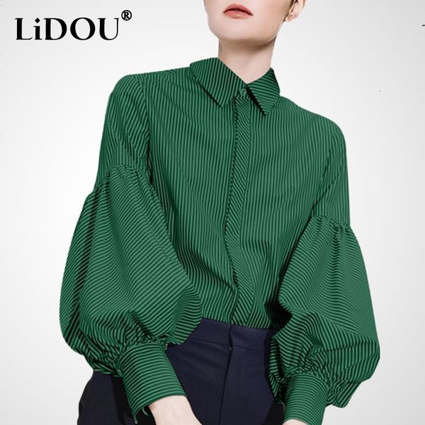 women's blouses shirts spring autumn fashion vintage striped print single breasted casual shirt women lantern long loose blouse female, White
women's blouses shirts spring autumn fashion vintage striped print single breasted casual shirt women lantern long loose blouse female, White