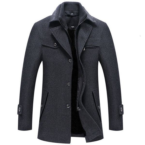 men's wool blends winter casual trench coat business medium long solid color thicken slim windbreaker warm overcoat jacket 230210, Black
men's wool blends winter casual trench coat business medium long solid color thicken slim windbreaker warm overcoat jacket 230210, Black