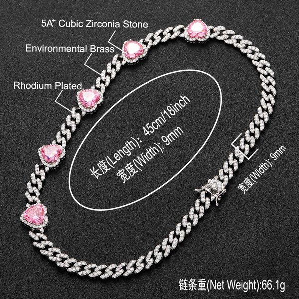 hip hop necklace 9mm love cuba real gold electroplating micro inlaid zircon rock fashion couple collarbone chain, Silver
hip hop necklace 9mm love cuba real gold electroplating micro inlaid zircon rock fashion couple collarbone chain, Silver