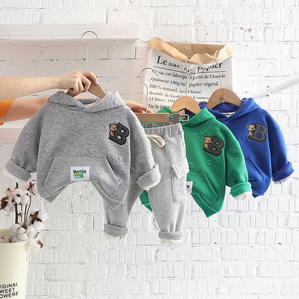 clothing sets autumn and winter new baby cartoon bear long sleeve suit children's plush hooded sweater trousers twopiece simple casual, White
clothing sets autumn and winter new baby cartoon bear long sleeve suit children's plush hooded sweater trousers twopiece simple casual, White