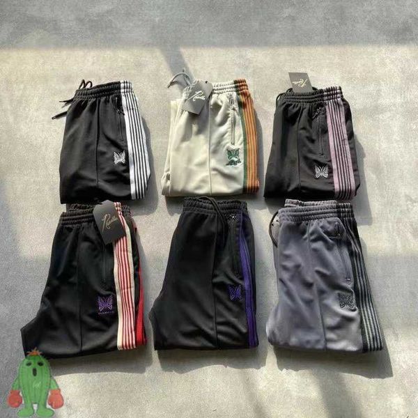 men's pants ge needles butterfly embroidered men women loose casual trousers purple striped webbing sweatpants, Black
men's pants ge needles butterfly embroidered men women loose casual trousers purple striped webbing sweatpants, Black