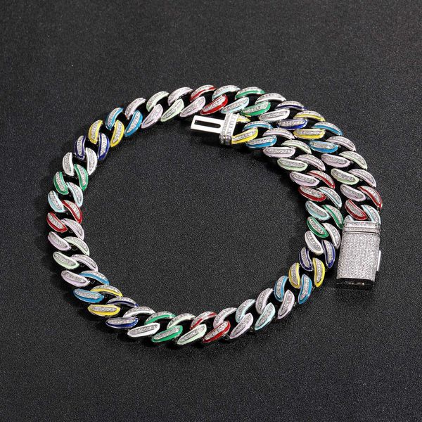 necklace hip-hop 15mm oil drop diamond cuban chain street trendy men's versatile color necklace, Silver
necklace hip-hop 15mm oil drop diamond cuban chain street trendy men's versatile color necklace, Silver