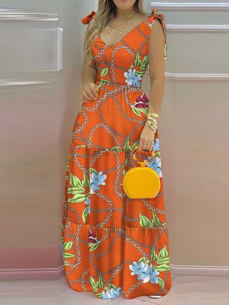party dresses chain floral print tied detail sleeveless maxi dress women v neck fit flare casual summer dress t230210, White;black
party dresses chain floral print tied detail sleeveless maxi dress women v neck fit flare casual summer dress t230210, White;black
