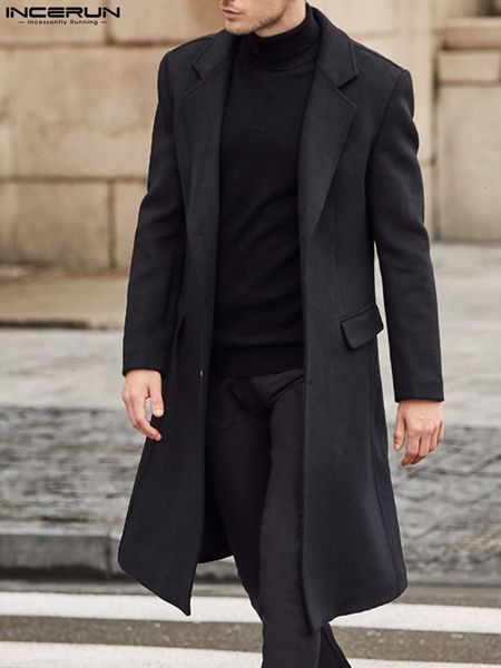 men's wool blends incerun fashion men coats solid long sleeve faux fleece jackets autumn winter streetwear casual trench overcoats 2302, Black
men's wool blends incerun fashion men coats solid long sleeve faux fleece jackets autumn winter streetwear casual trench overcoats 2302, Black