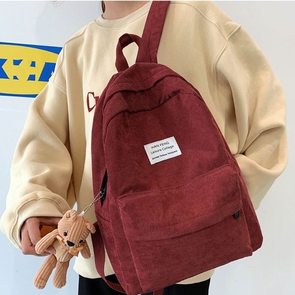 school bags corduroy backpack with pendant daypack shoulders bag schoolbag satchel knapsack rucksack 230210
school bags corduroy backpack with pendant daypack shoulders bag schoolbag satchel knapsack rucksack 230210