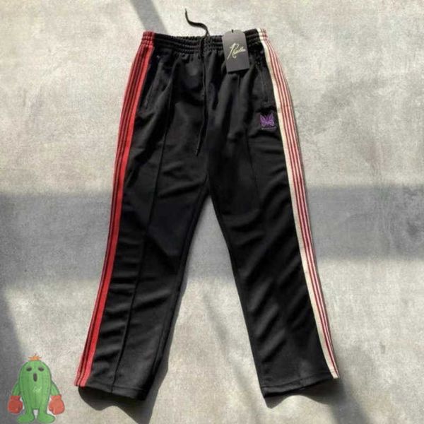 men's pants needles butterfly embroidery trousers men women ge straight webbing sweatpants zipper pocket straight pants, Black
men's pants needles butterfly embroidery trousers men women ge straight webbing sweatpants zipper pocket straight pants, Black