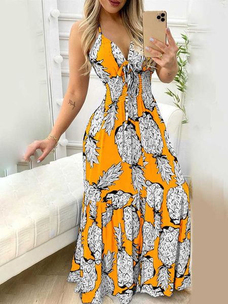 party dresses pineapple print spaghetti strap maxi summer dress women backless slim waist long dress t230210, White;black
party dresses pineapple print spaghetti strap maxi summer dress women backless slim waist long dress t230210, White;black