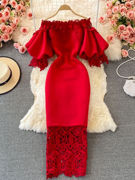 party dresses hollow out lace bodycon long dress women elegant red/pink/white off shoulder patchwork maxi party vestidos autumn 230211, White;black
party dresses hollow out lace bodycon long dress women elegant red/pink/white off shoulder patchwork maxi party vestidos autumn 230211, White;black