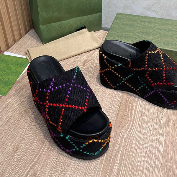 2023 designer canvas women platform slide sandals thick bottoms ladies slides flip flops fashion summer slipper beach shoes with box size 35, Black
2023 designer canvas women platform slide sandals thick bottoms ladies slides flip flops fashion summer slipper beach shoes with box size 35, Black