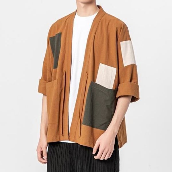 men's jackets chinese style linen patchwork kimono cardigan yukata with pocket men japan harajuku streetwear samurai clothes haori obin, Black;brown
men's jackets chinese style linen patchwork kimono cardigan yukata with pocket men japan harajuku streetwear samurai clothes haori obin, Black;brown