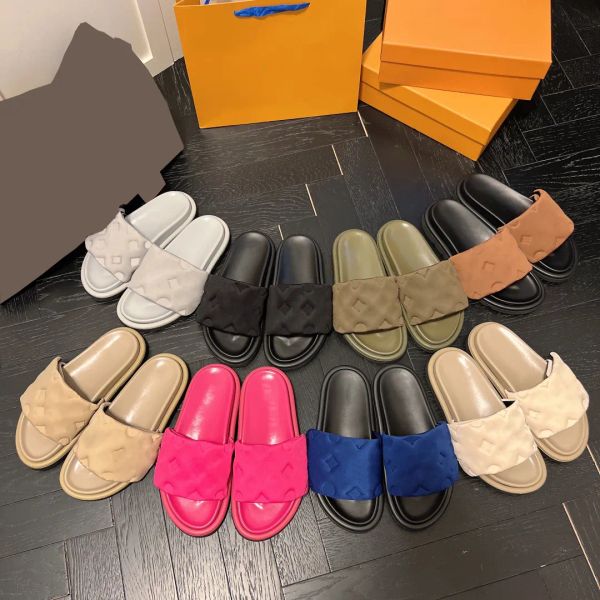 with box pool pillow comfort slippers designer luxury women flat comfort fabric print color block outdoor indoor soft sole rubber mule db, Black
with box pool pillow comfort slippers designer luxury women flat comfort fabric print color block outdoor indoor soft sole rubber mule db, Black