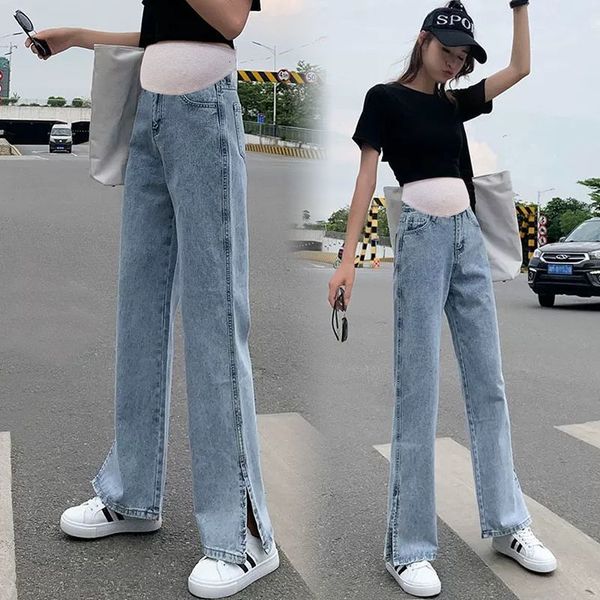 women's jeans autumn loose wide leg jeans maternity pants trousers for pregnant women clothes vintage pregnancy high waist denim pants, Blue
women's jeans autumn loose wide leg jeans maternity pants trousers for pregnant women clothes vintage pregnancy high waist denim pants, Blue