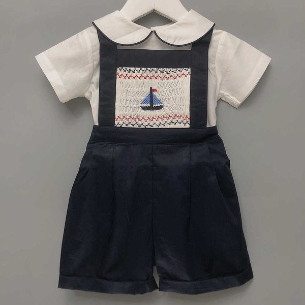 sets children boutique clothing boys handmade smocked embroidered dark blue suspender trousers set cotton short sleeves for mt, White
sets children boutique clothing boys handmade smocked embroidered dark blue suspender trousers set cotton short sleeves for mt, White