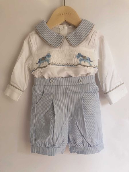 sets pcs children boutique clothing babi boy handmade smocked horse embroidered set cotton long sleeves prince suit fashion outfit, White
sets pcs children boutique clothing babi boy handmade smocked horse embroidered set cotton long sleeves prince suit fashion outfit, White