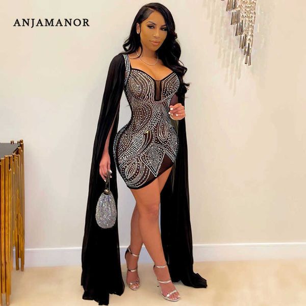 casual dresses anjamanor crystal sparkly mesh sheer black dress party evening elegant luxury cloak long sleeve bodycon mini dresses d35-gc43, Black;gray
casual dresses anjamanor crystal sparkly mesh sheer black dress party evening elegant luxury cloak long sleeve bodycon mini dresses d35-gc43, Black;gray