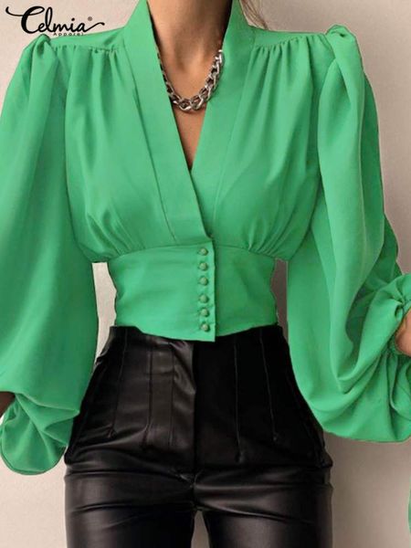 women's blouses shirts celmia women elegant shirts fashion lantern long sleeve short blouse v-neck tunic casual vintage party blusas 2, White
women's blouses shirts celmia women elegant shirts fashion lantern long sleeve short blouse v-neck tunic casual vintage party blusas 2, White