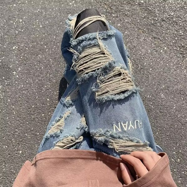 men's jeans streetwear straight pants men ripped high waist loose wide leg women y2k summer plus size street jean 230211, Blue
men's jeans streetwear straight pants men ripped high waist loose wide leg women y2k summer plus size street jean 230211, Blue