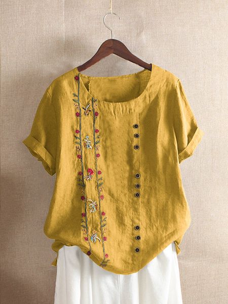women's blouses shirts 5xl fashion flower embroidery cotton linen shirt casual summer women o-neck short sleeve white pullover elegant
women's blouses shirts 5xl fashion flower embroidery cotton linen shirt casual summer women o-neck short sleeve white pullover elegant