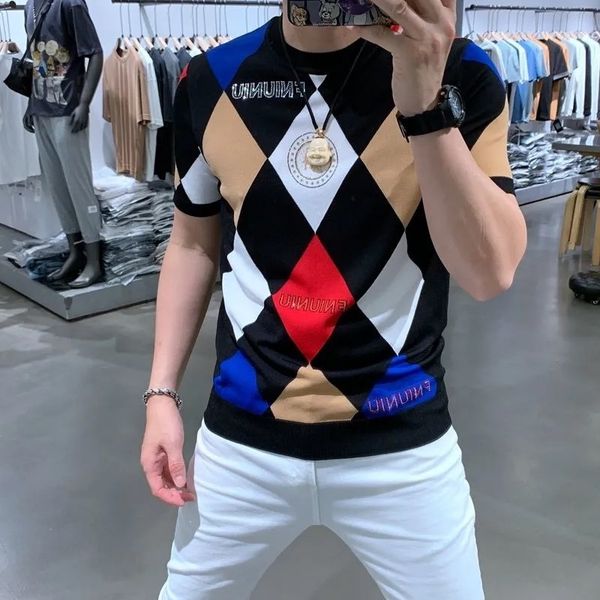 men's polos summer men tshirt oversized cotton plaid tees trend oneck short sleeve m4xl 230210, White;black
men's polos summer men tshirt oversized cotton plaid tees trend oneck short sleeve m4xl 230210, White;black