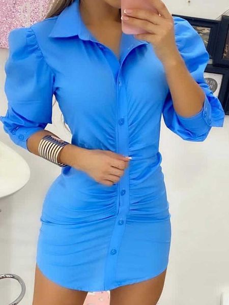 party dresses puff sleeve ruched shirt dress women long sleeve slim casual mini work dress t230210, White;black
party dresses puff sleeve ruched shirt dress women long sleeve slim casual mini work dress t230210, White;black
