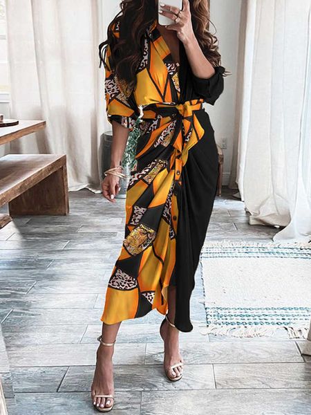 party dresses cheetah scarf print colorblock slit shirt dress women casual maxi dress t230210, White;black
party dresses cheetah scarf print colorblock slit shirt dress women casual maxi dress t230210, White;black